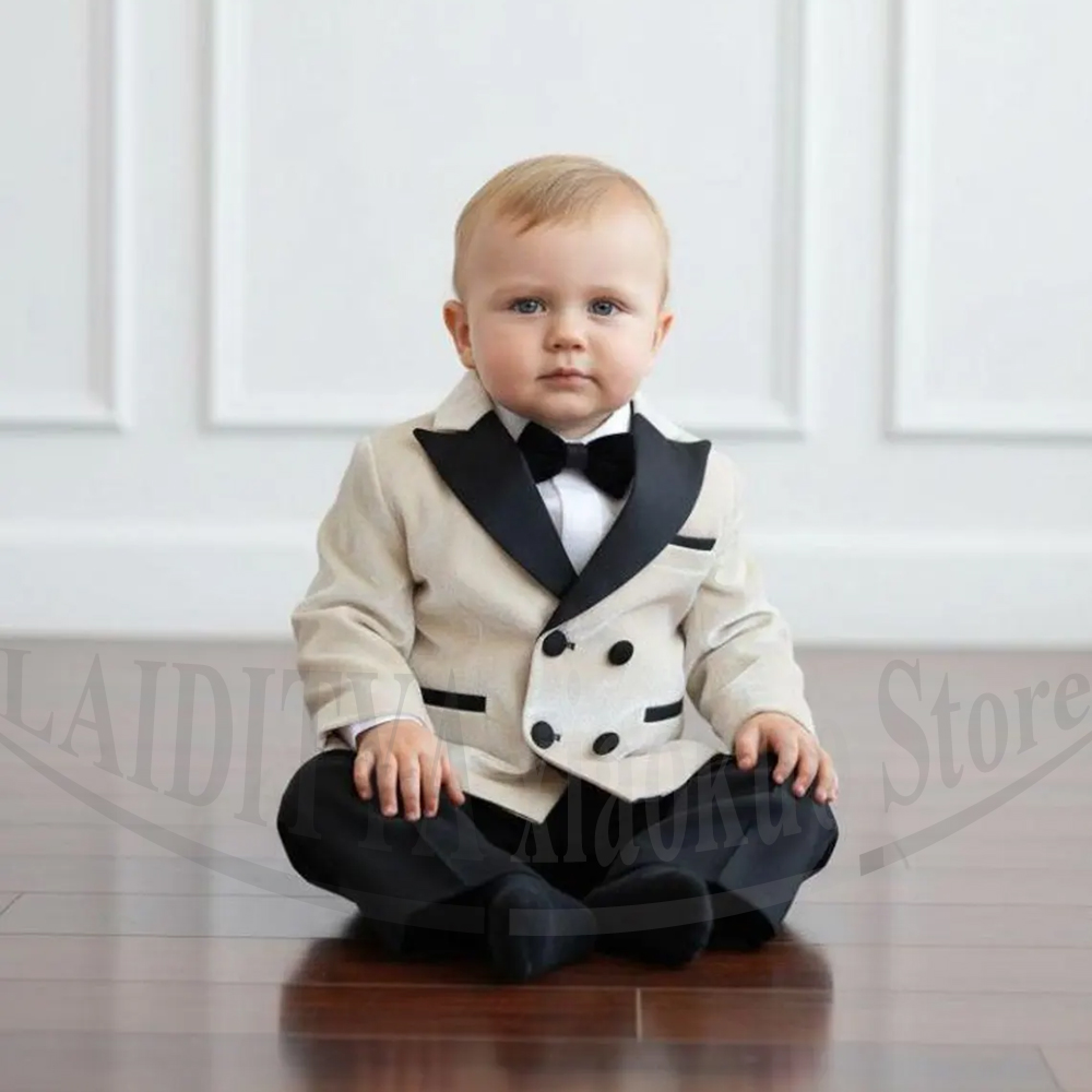 Baby Boy Suit Set Baptism - Baby-Jungenanzug, 2-teilig, schicker, zweireihiger Samt-Smoking mit