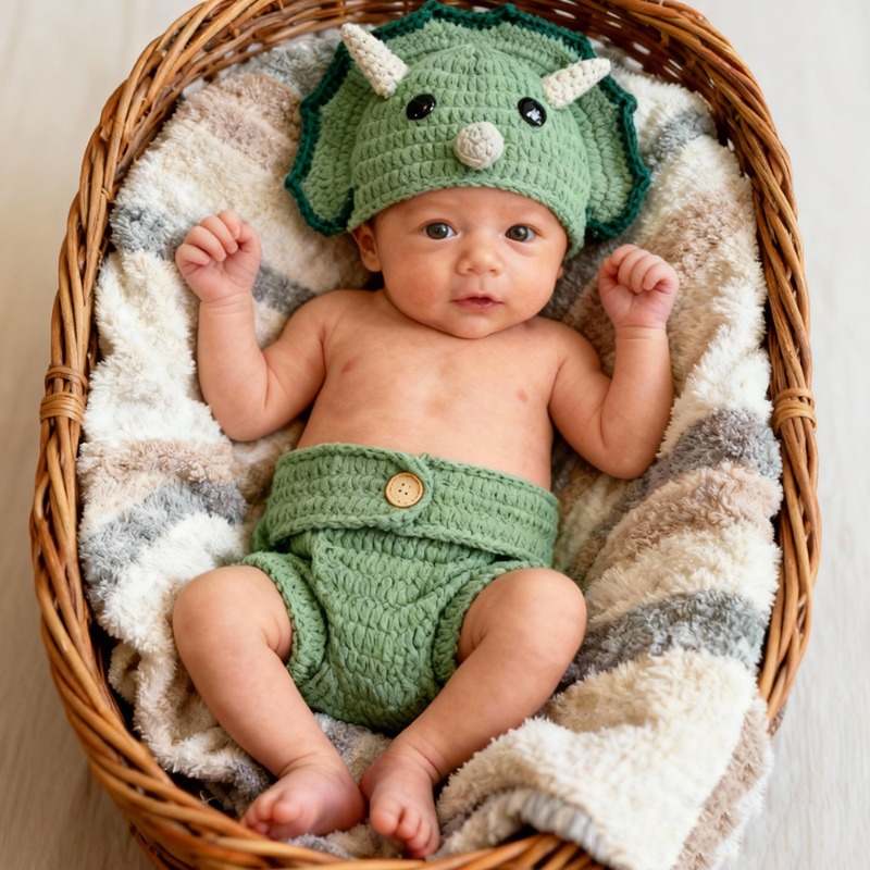 Infant Photography Props Outfit - 2 stücke Häkeln Dinosaurier Neugeborenen Fotografie