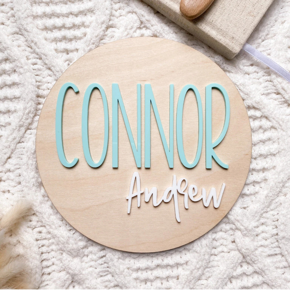 Nursery - Personalisiertes Geburtsankündigungsschild – Babynamenschild aus Holz