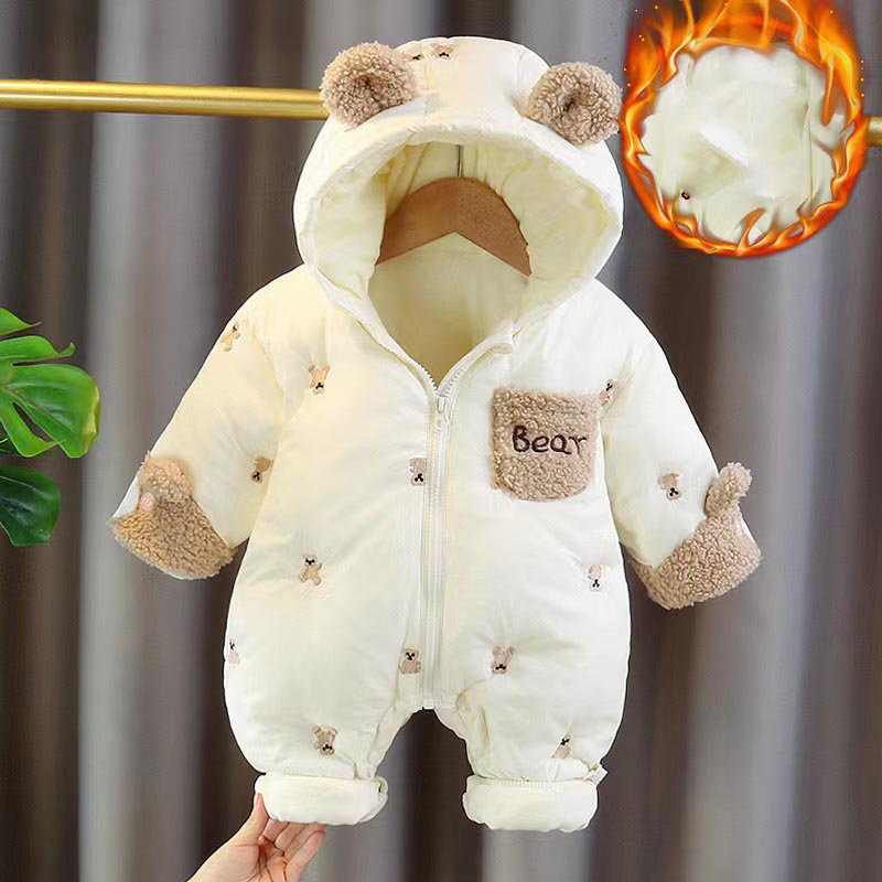 Cotton Baby Onesies Zipper - Winter Neugeborenen Baby Strampler Verdicken Baumwolle