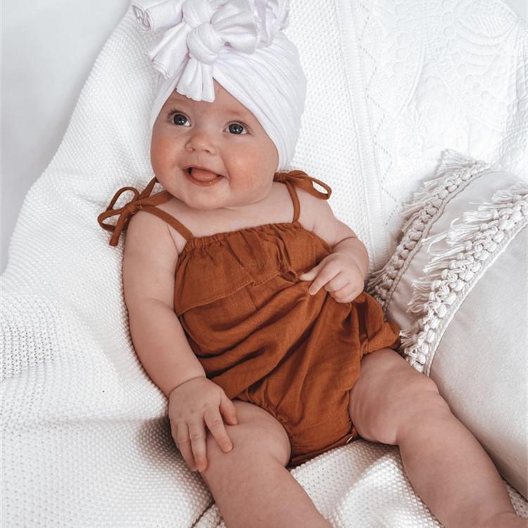Baby Summer Linen Sleeveless Jumpsuit - Sommer Baby Mädchen Kleidung Romper Bowknot