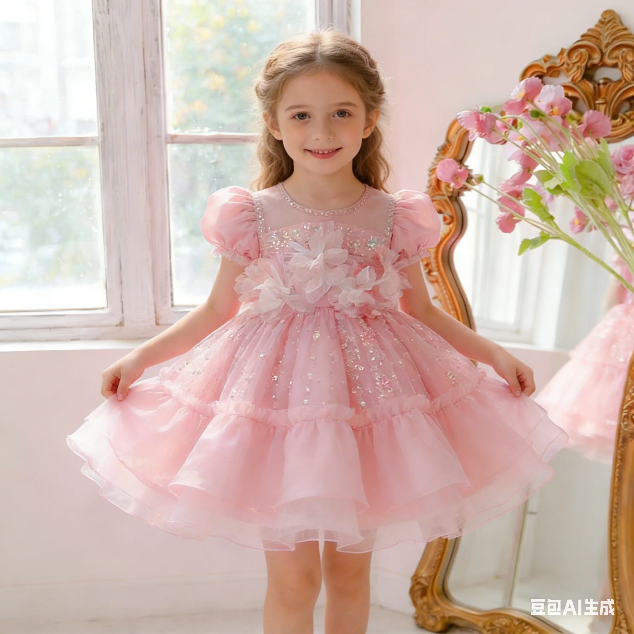 Toddler Girl Tulle Party Dress - Mädchen Rüschen Prinzessinnenkleid Kleinkind Infantil Hochzeitsfeier
