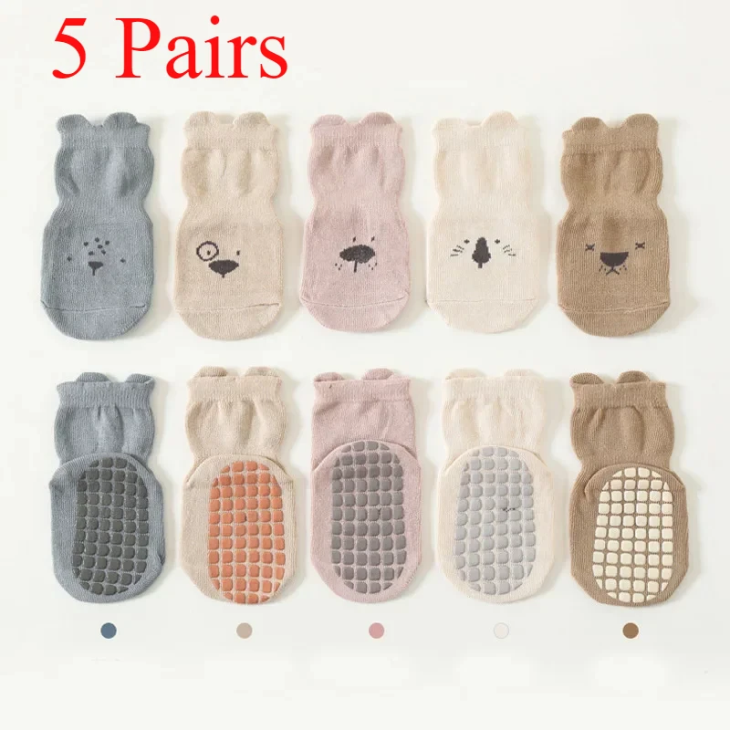 Unisex Baby Socks Non Slip - 3/5 Paar atmungsaktive Freizeitsocken für Jungen
