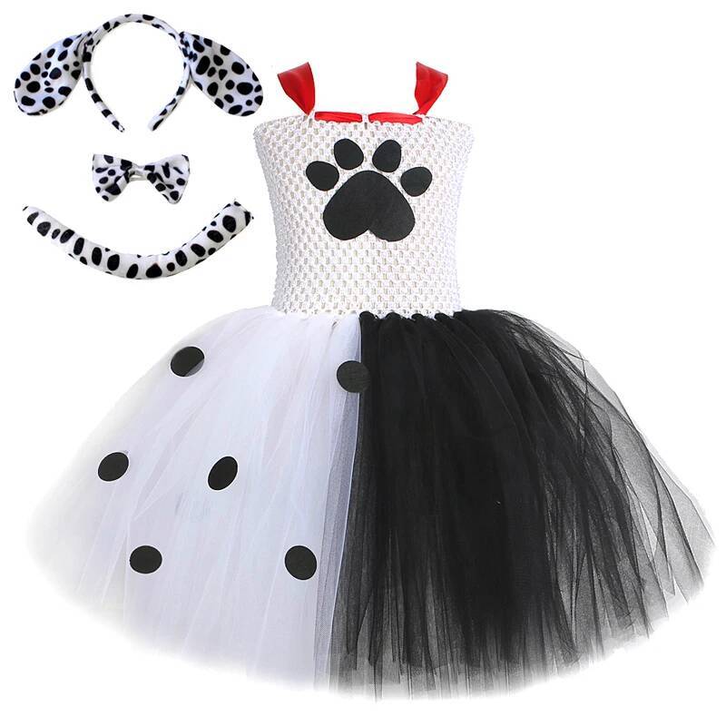 Baby Clothes - Dalmatiner-Hunde-Tutu-Kleid für Babymädchen Weiß-Schwarz Geflecktes Hundekostüm