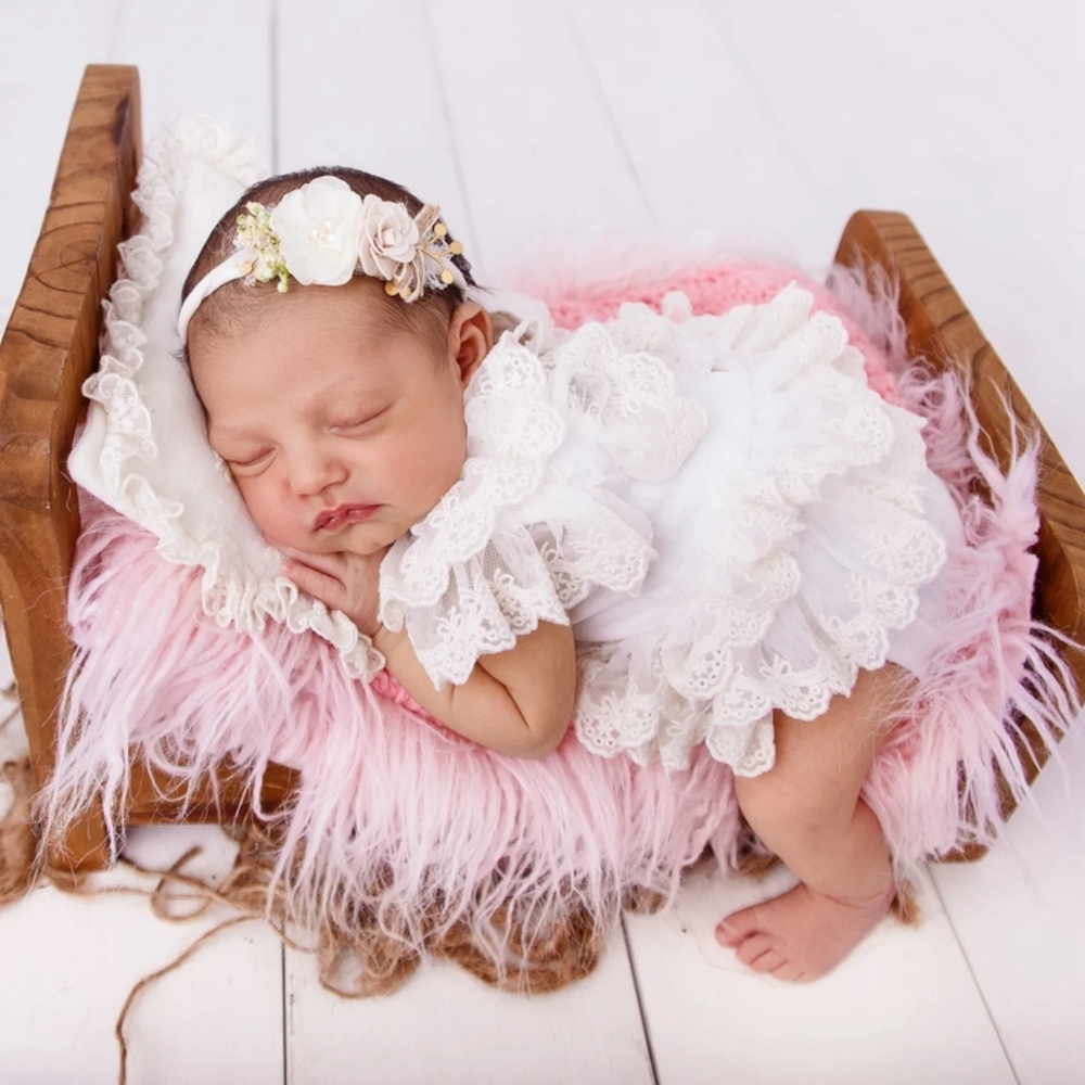 Newborn Baby Girl Romper Floral - Neugeborenen-Fotografie-Requisiten Mädchen Spitzen-Strampler Säuglings-Fotoshooting-Kleidung Baby-Outfit Weißes