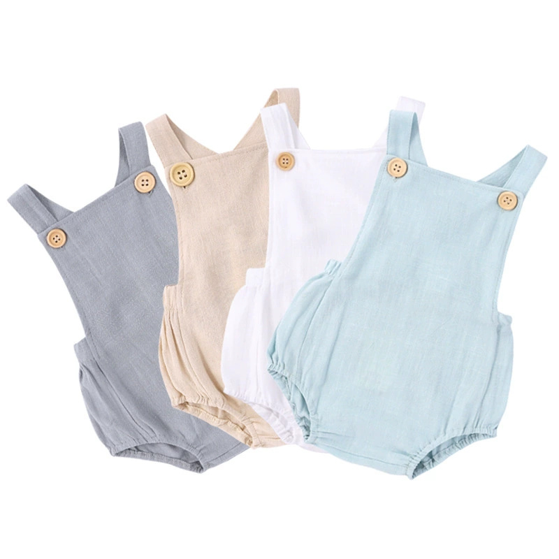 Baby Summer Linen Sleeveless Jumpsuit - 2023 sommer Neugeborenen Baby Jungen Mädchen