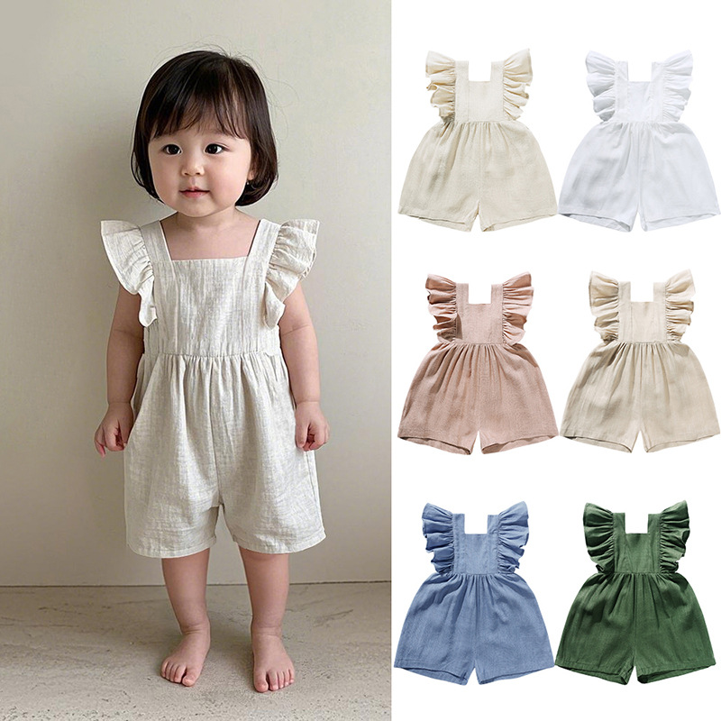 Sommer-Babykleidung Unisex Mäd – Baby Summer Linen Sleeveless Jumpsuit Bewertung und Preis