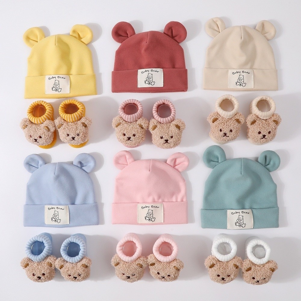 2-teiliges Set aus Baumwoll-Ba – Infant Beanie Hat With Ears Bewertung und Preis